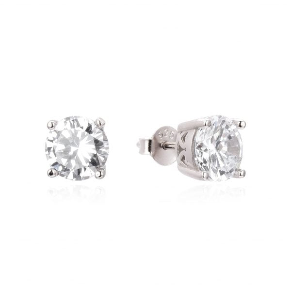 Kilkenny Silver - Fretwork Stud Earring with Cubic Zirconia – Silver