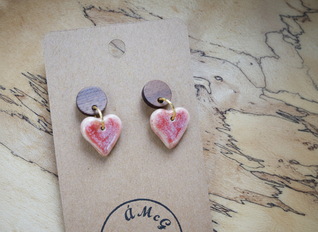 ÁMcG 27 Crafts Ceramic Drop Earrings Red hearts