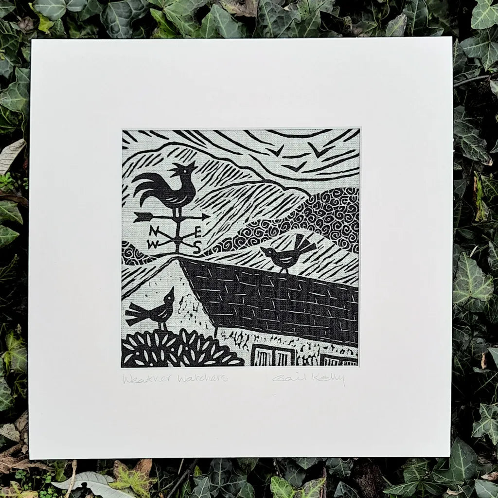 Algan Arts. Irish Linen Print. Weather Watcher