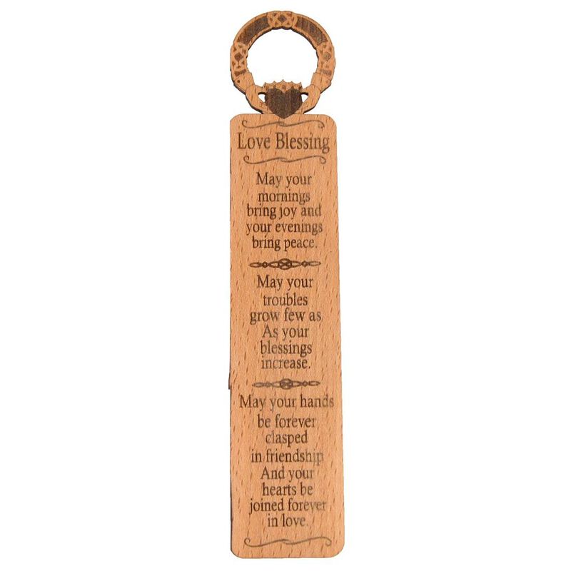 Wooden Irish Bookmark With Claddagh Love Blessing Design