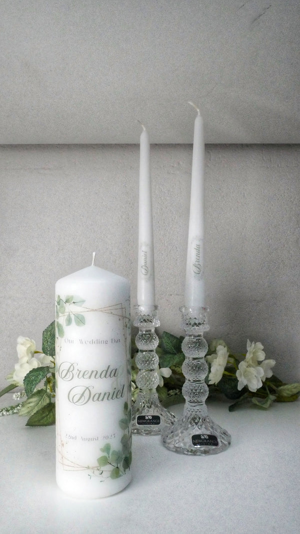 Personalised Wedding Candles with Tapers.