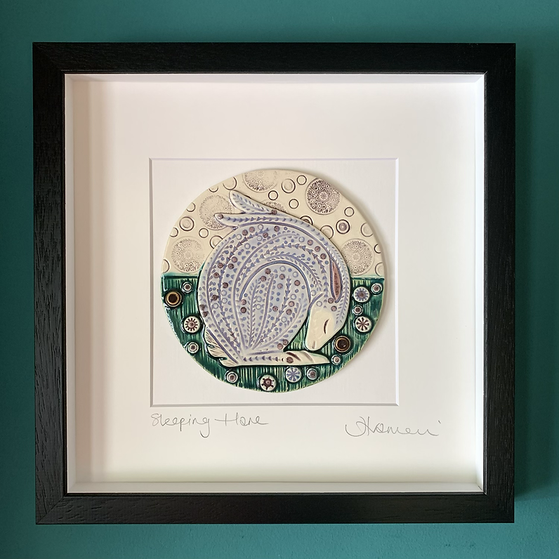 Figment Ceramics. 'Sleeping Hare' tile frame - medium