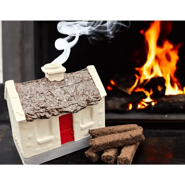 Irish Turf Cottage / Peat Incense Smoking Burner Set
