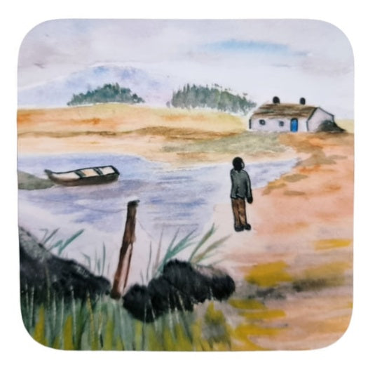 Kathryn McErlean Fisherman At The Lough Shore Coaster