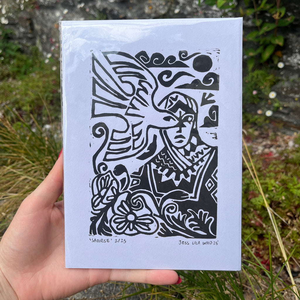 Jess Lila Wood Illustration. Lino Prints 'Saoirse'