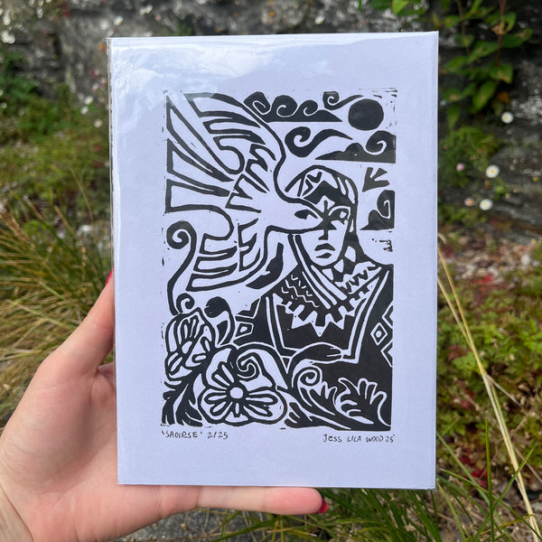 Jess Lila Wood Illustration. Lino Prints 'Saoirse'