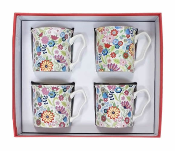 Shannonbridge Pottery Ireland. Ditsy Flower, 4 Piece Mug Set