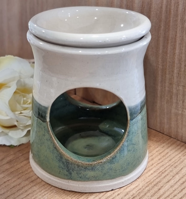 CH Pottery Oil Burner Green & Cream