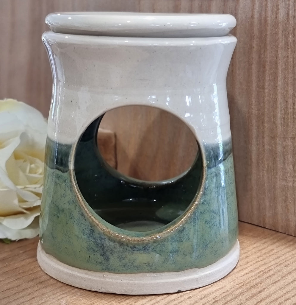 CH Pottery Oil Burner Green & Cream