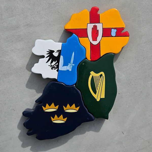 Alphabet Jigsaws Handcrafted Wooden Magnetic Map of Ireland 4 Piece Provinces Puzzle