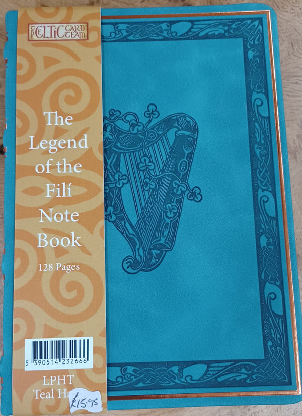 The Celtic Card Team Small Teal Faux Leather Harp Notebook