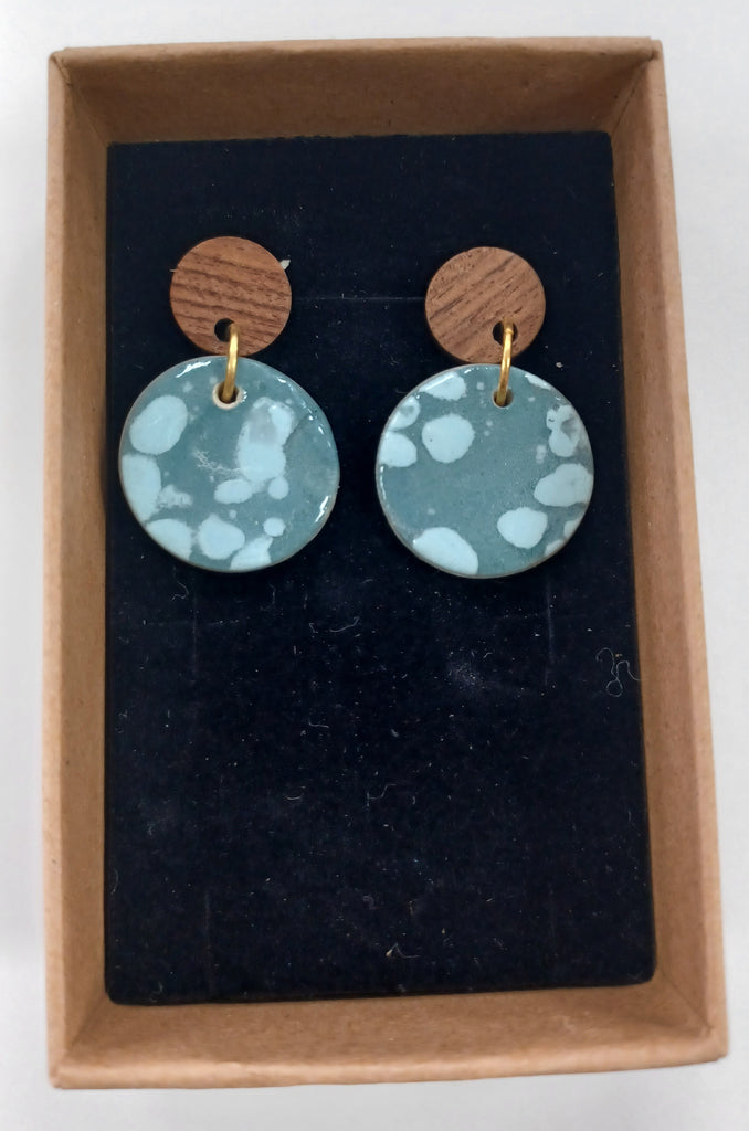 ÁMcG 27 Crafts Ceramic Drop Earrings Blue Circle