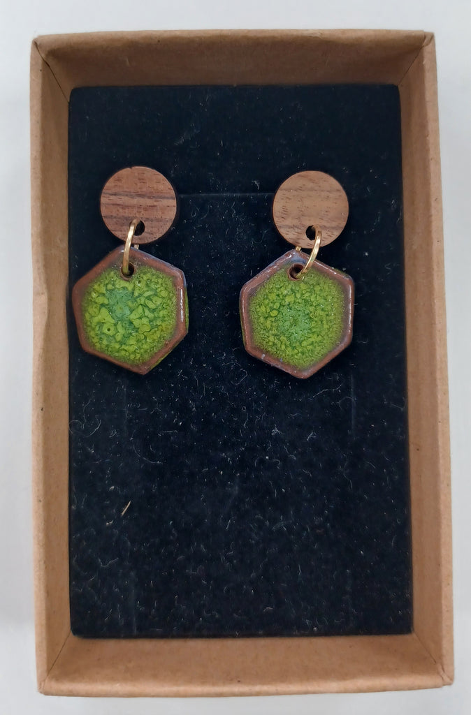 ÁMcG 27 Crafts Ceramic Drop Earrings Green Hexagon