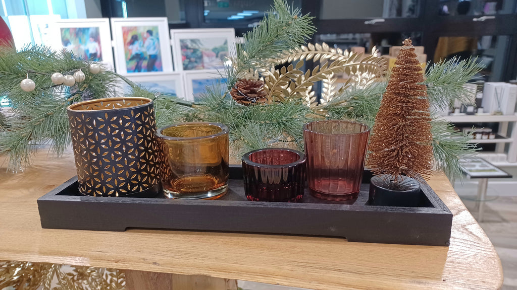 Season's Red Tree Candle Display Tray