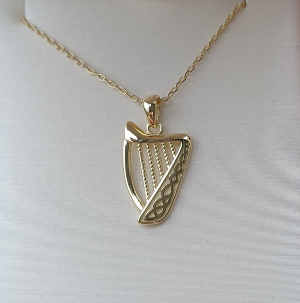 Kilkenny Silver - Harp necklace. Gold