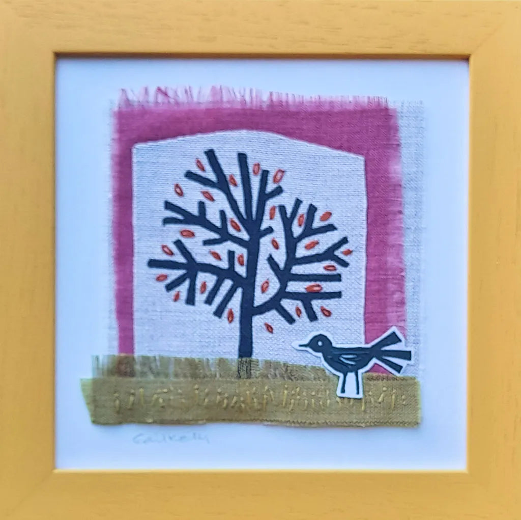 Algan Arts ~ bird and tree (light blue Frame)