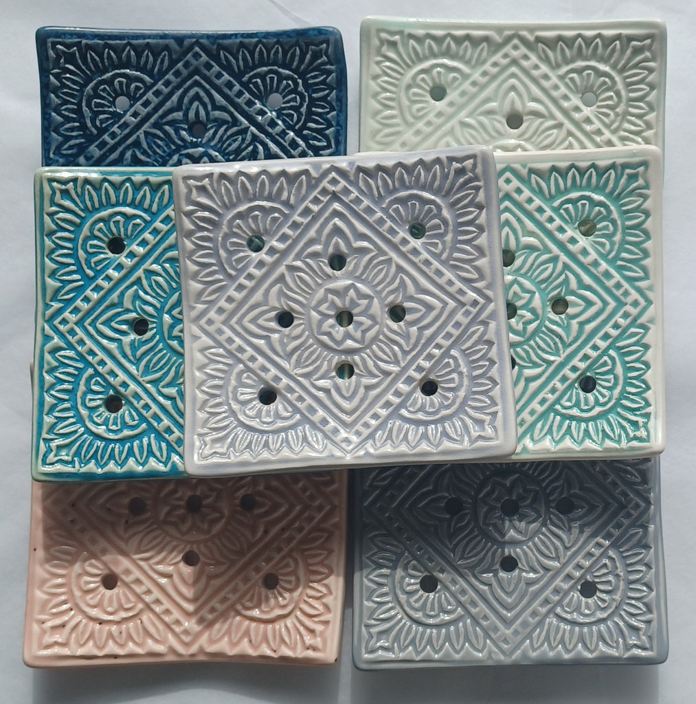 Maple Tree Pottery- Indian Design Soap Dish