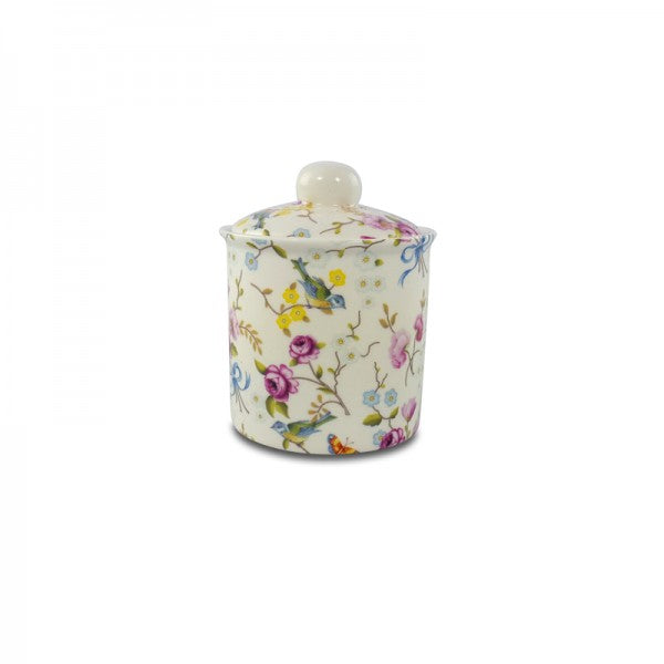 Shannonbridge Pottery Ireland Birds & Blossoms Covered Sugar Bowl