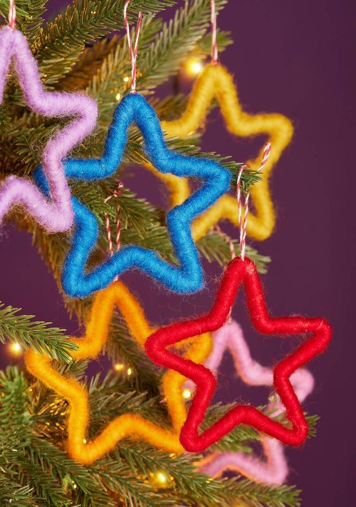 Set of 6 Felt Star Decorations