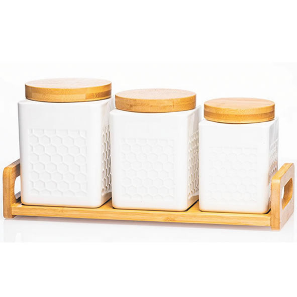 Newgrange Living White Cannister Set 3 Piece