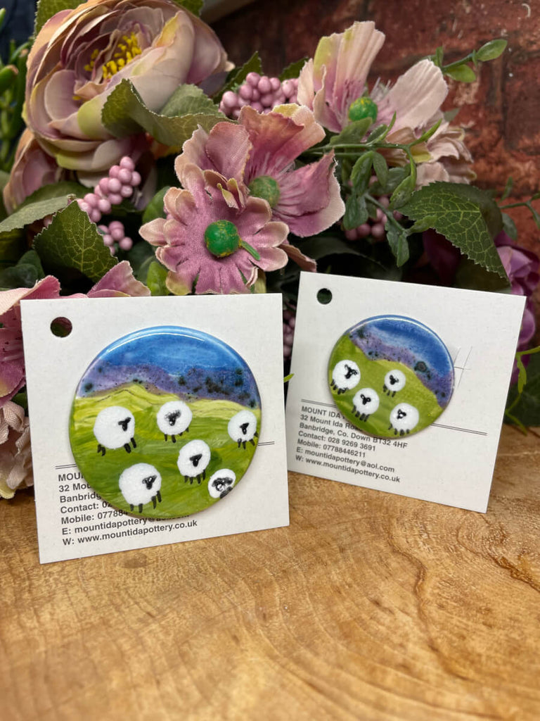 Mount Ida Pottery Sheep Ceramic Brooch