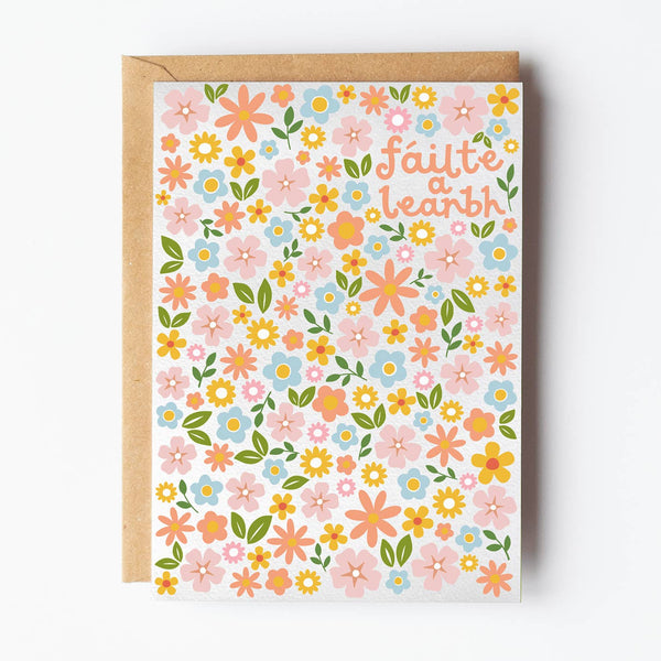 Irish Card | Fáilte a leanbh | coral | A6 new baby card