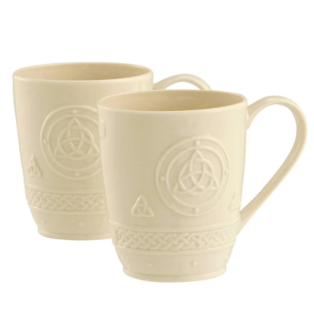 Belleek Living Classic Celtic 10oz Mugs Pair