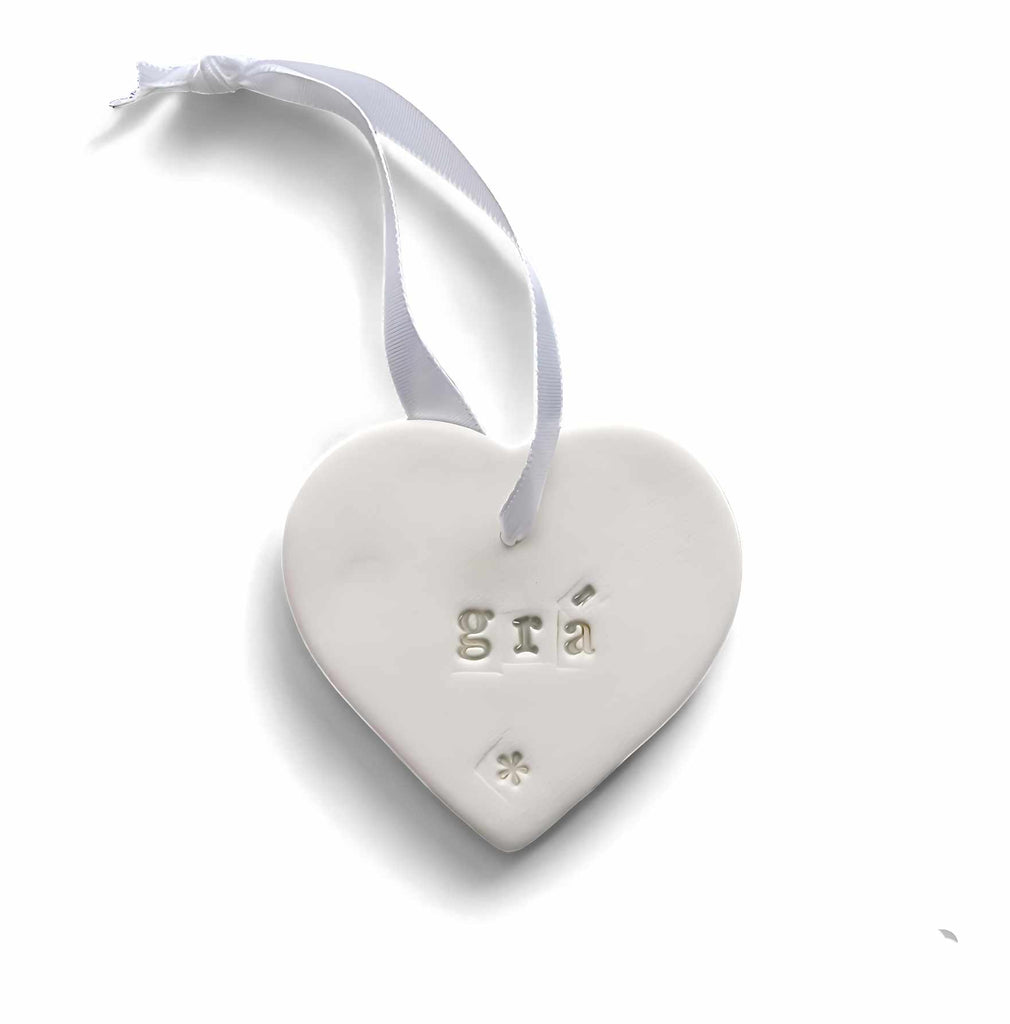 Living Ginger Designs Grá Porcelain Heart