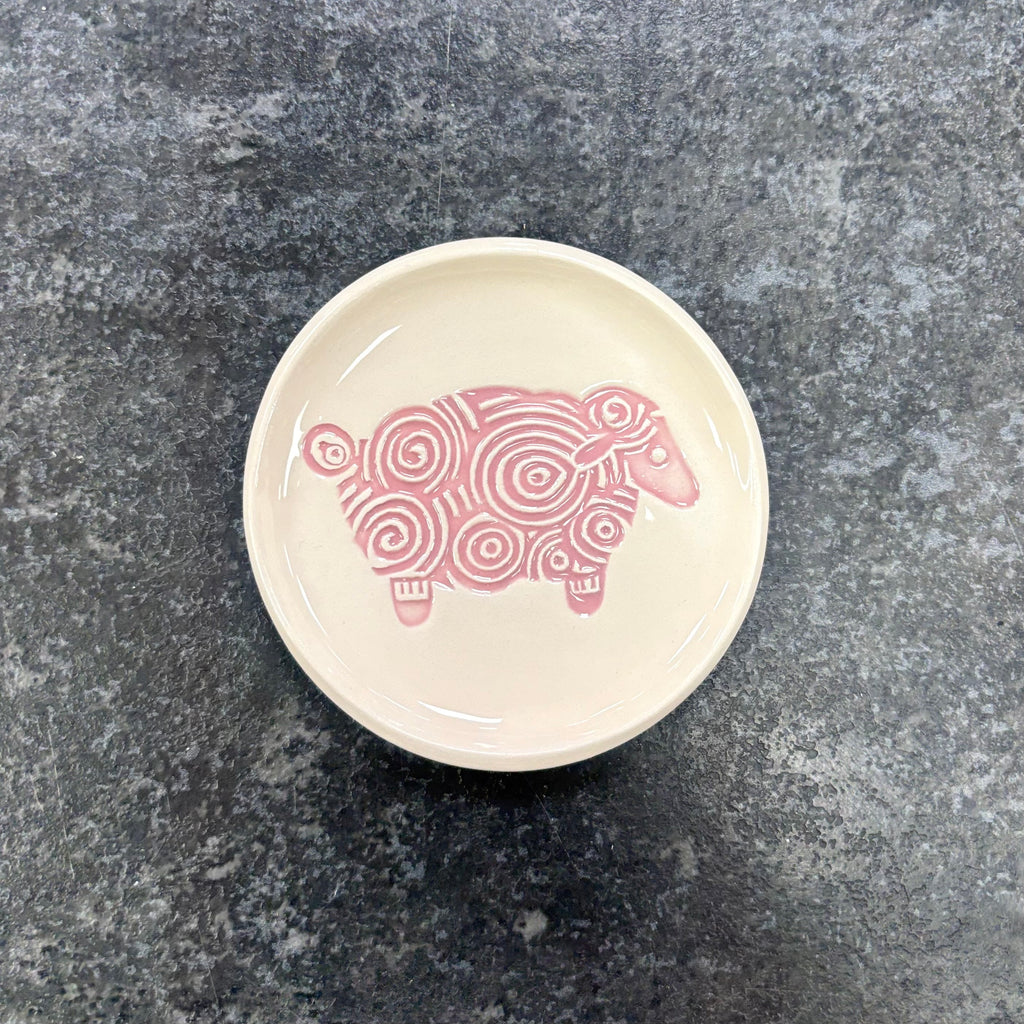 Maple Tree Pottery Sheep Ring Dish - Pink