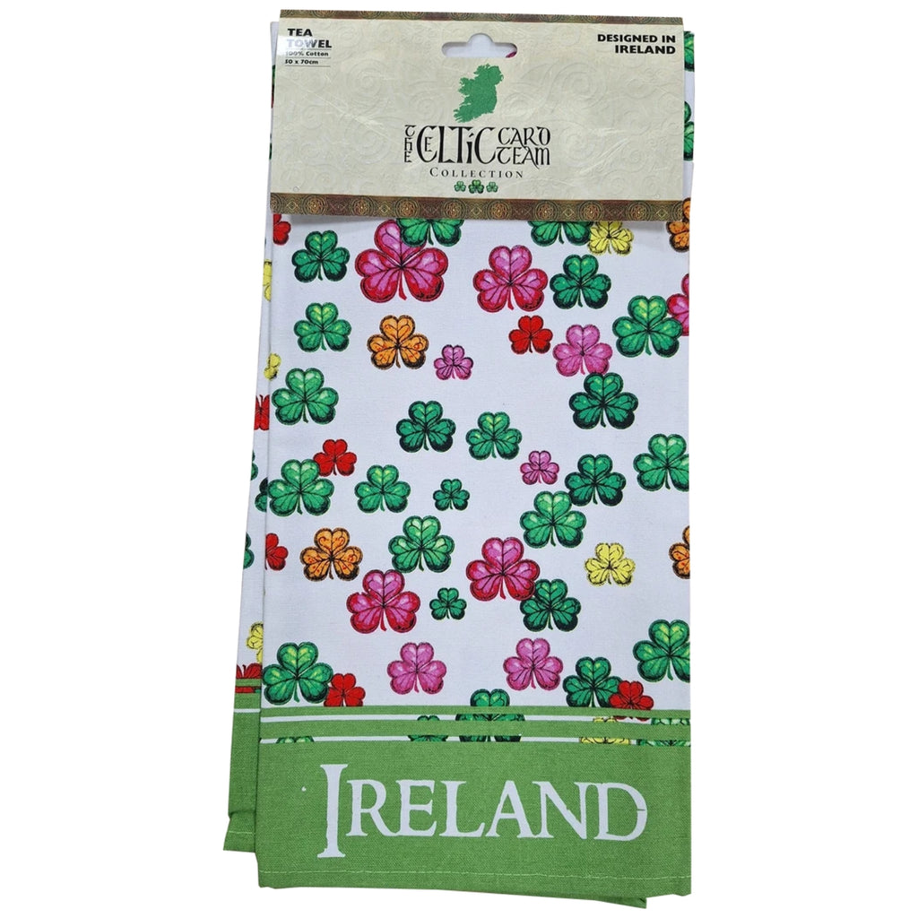 100% Cotton Tea Towel Colourful Shamrocks