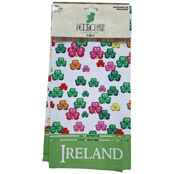 100% Cotton Tea Towel Colourful Shamrocks