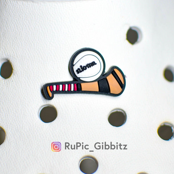Croc Charm Rupic Gibbitz - Hurl & Sliotar (Maroon & White Grip)