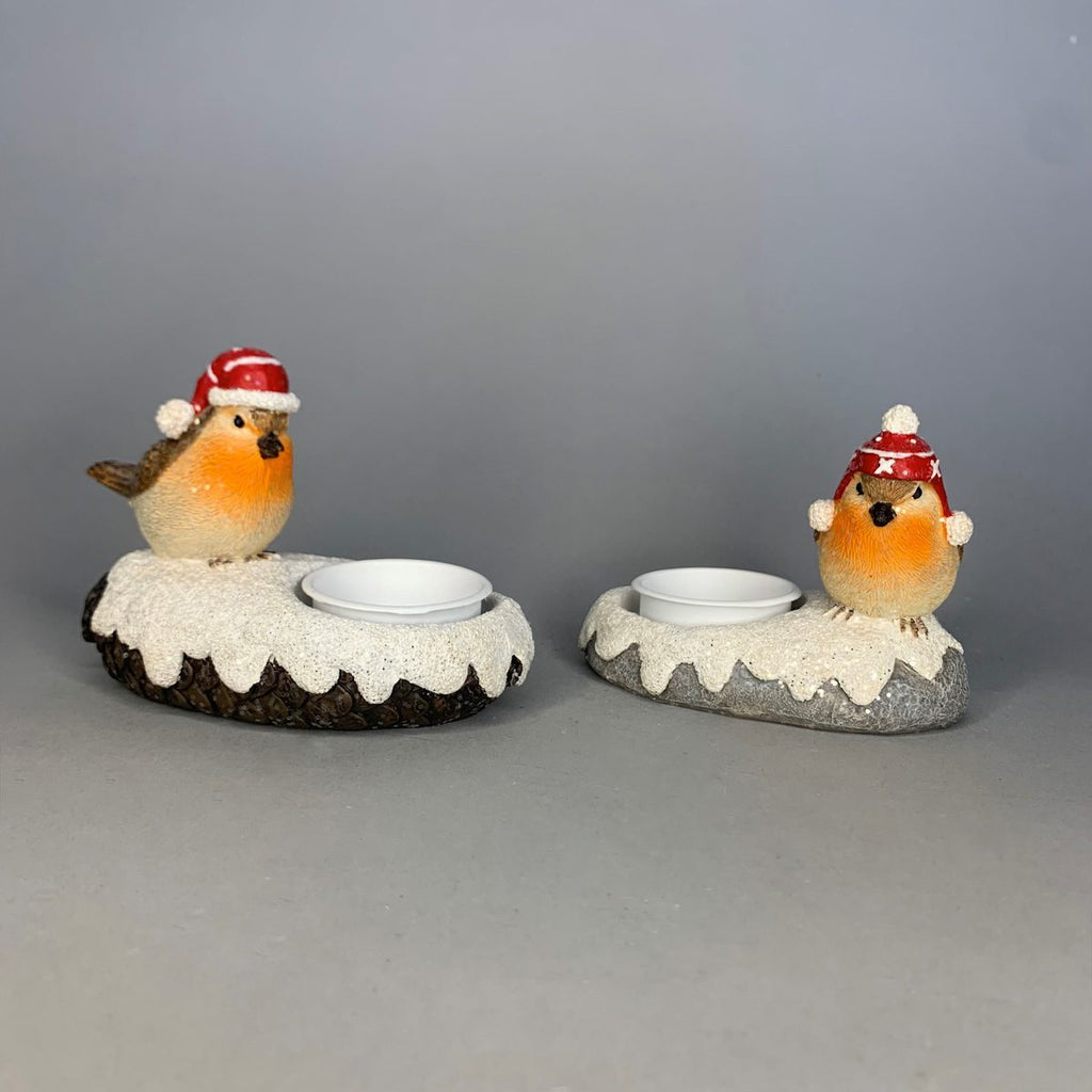 Christmas robin w/t-light holder