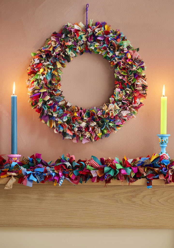 Recycled Sari Wreath Multicolour Large
