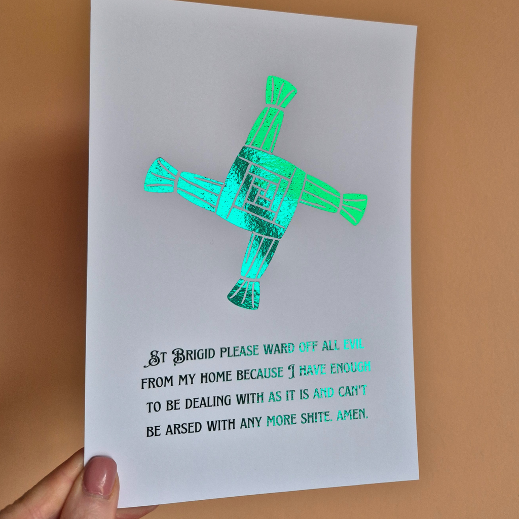 ST BRIGID BLESSING- A5 FOILED PRINT: EMERALD GREEN / MY/I