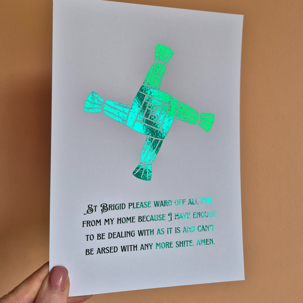 ST BRIGID BLESSING- A5 FOILED PRINT: EMERALD GREEN / MY/I