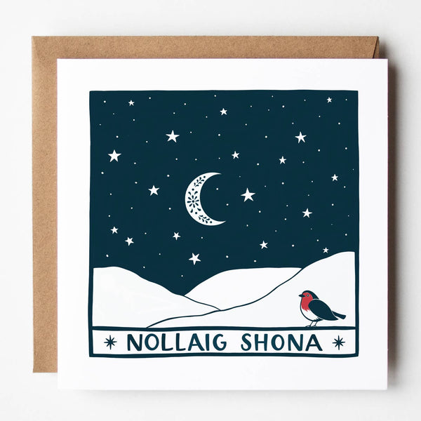 Irish Christmas card | Nollaig Shona | Robin | Screen print