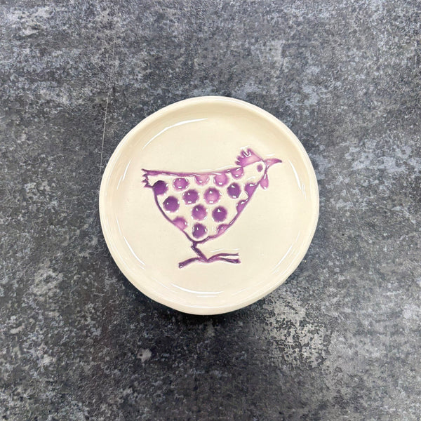 Maple Tree Pottery Hen Ring Dish - Purple