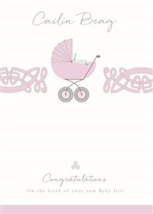 The Glen Gallery New Baby Girl Pram Card