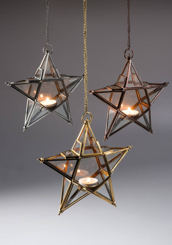 Hanging Clear Glass Star Lantern