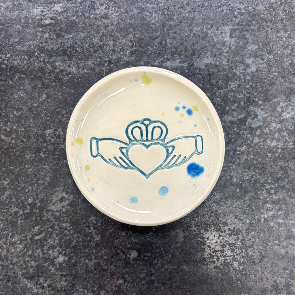 Maple Tree Pottery Claddagh Ring Dish - Blue