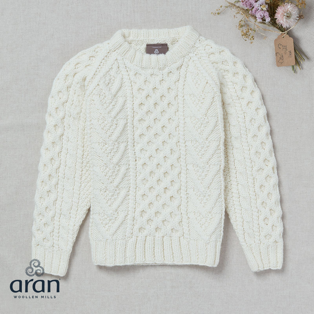 Aran Woollen Mills. Child Honeycomb Crew Handknitted