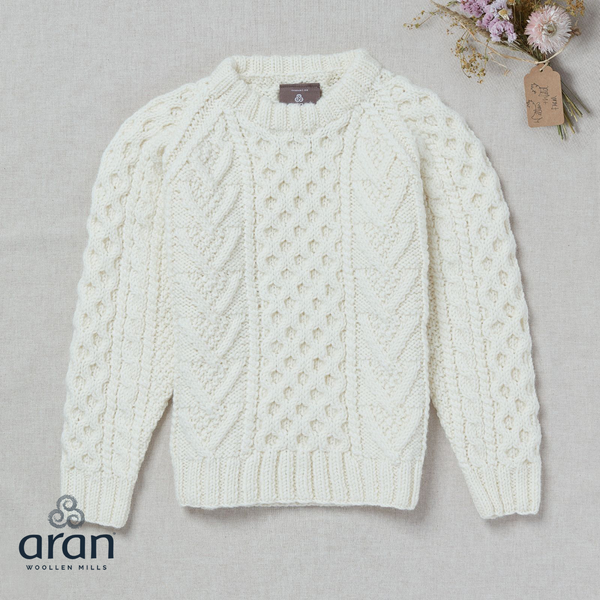 Aran Woollen Mills. Child Honeycomb Crew Handknitted