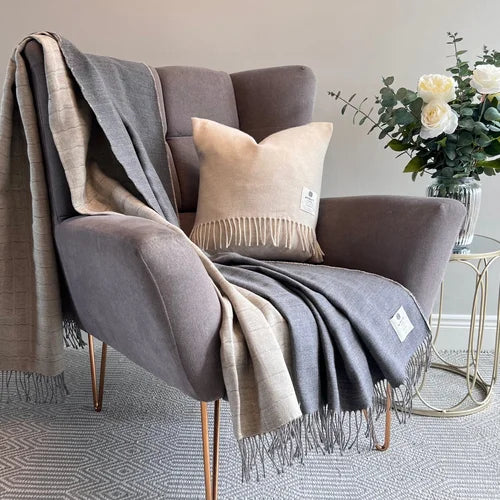 McNutt of Donegal. Feather Grey Linen Wool Throw