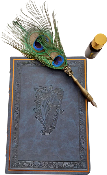 The Celtic Card Team Small Blue Faux Leather Harp Notebook