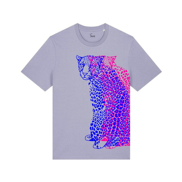Fauna Organic Cotton Unisex T-shirt | Neon Pink/Blue Leopard