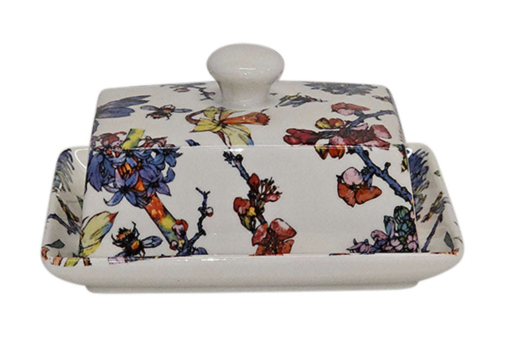 Shannonbridge Pottery Ireland, Bee Garden. Butter Dish