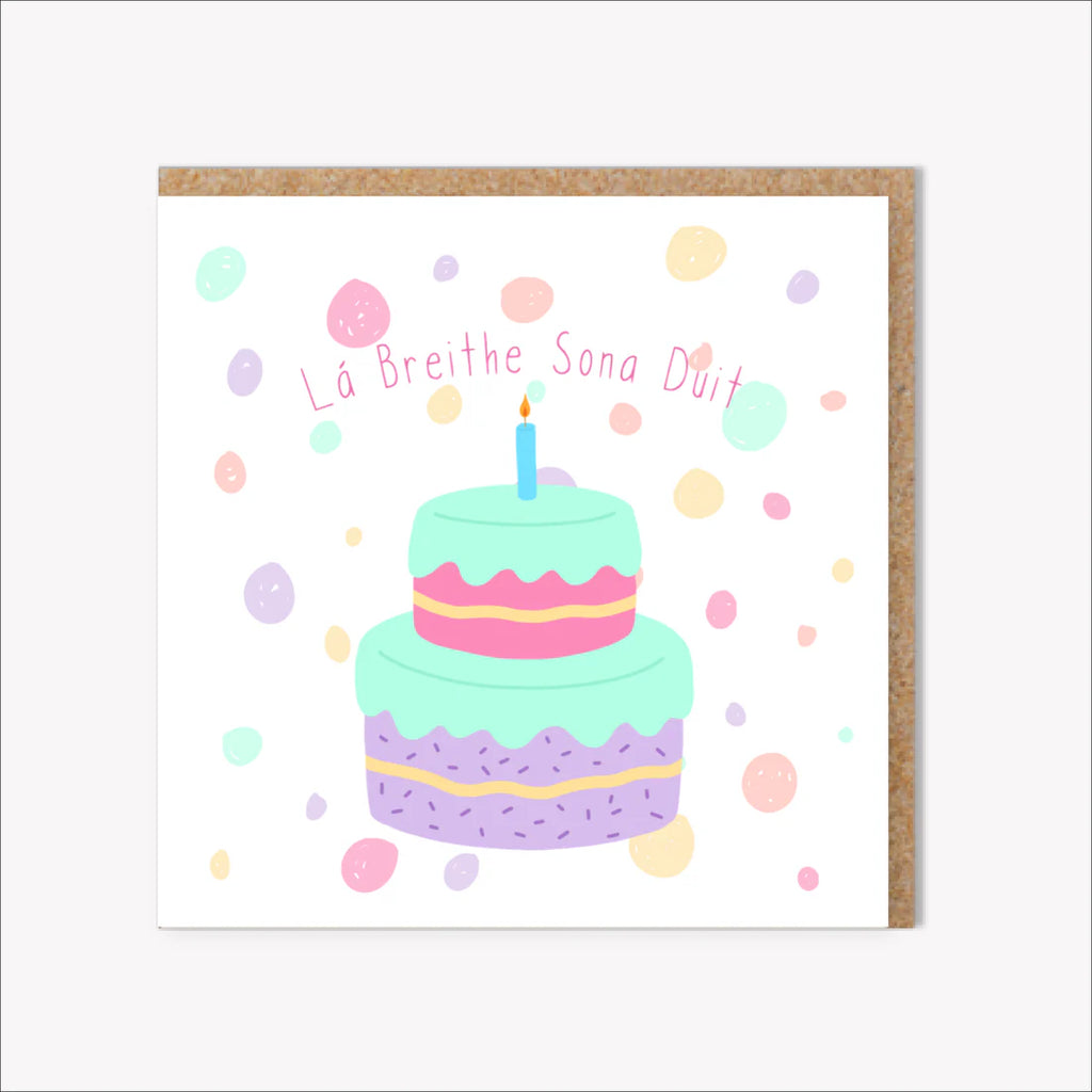 Connect The Dots Design Lá Breithe Sona Duit/Happy Birthday Cake