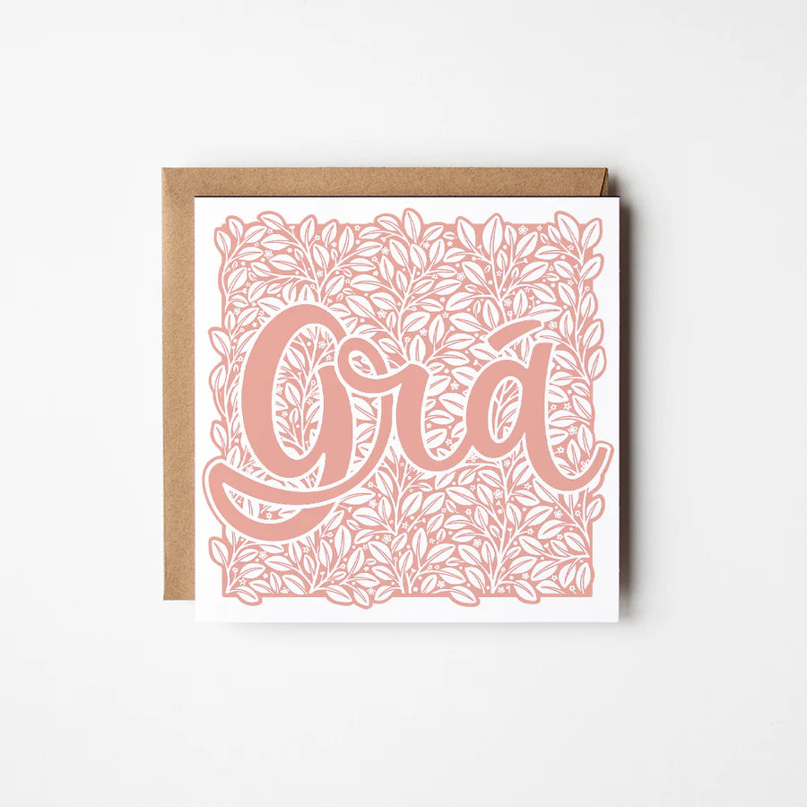 Grá - Irish - Hand printed greeting card