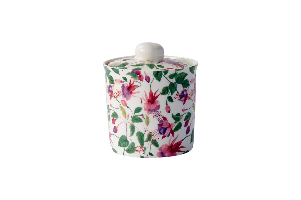 Shannonbridge Pottery Ireland, Fuchsia. Covered Sugar Bowl